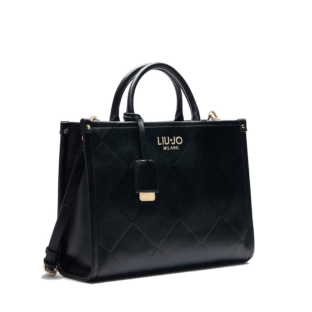 LIU JO Better 
Damen Handtasche groß mit Rautenmuster schwarz