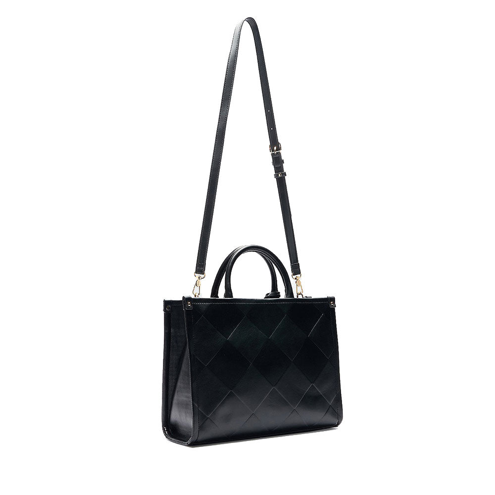 LIU JO Better 
Damen Handtasche groß mit Rautenmuster schwarz