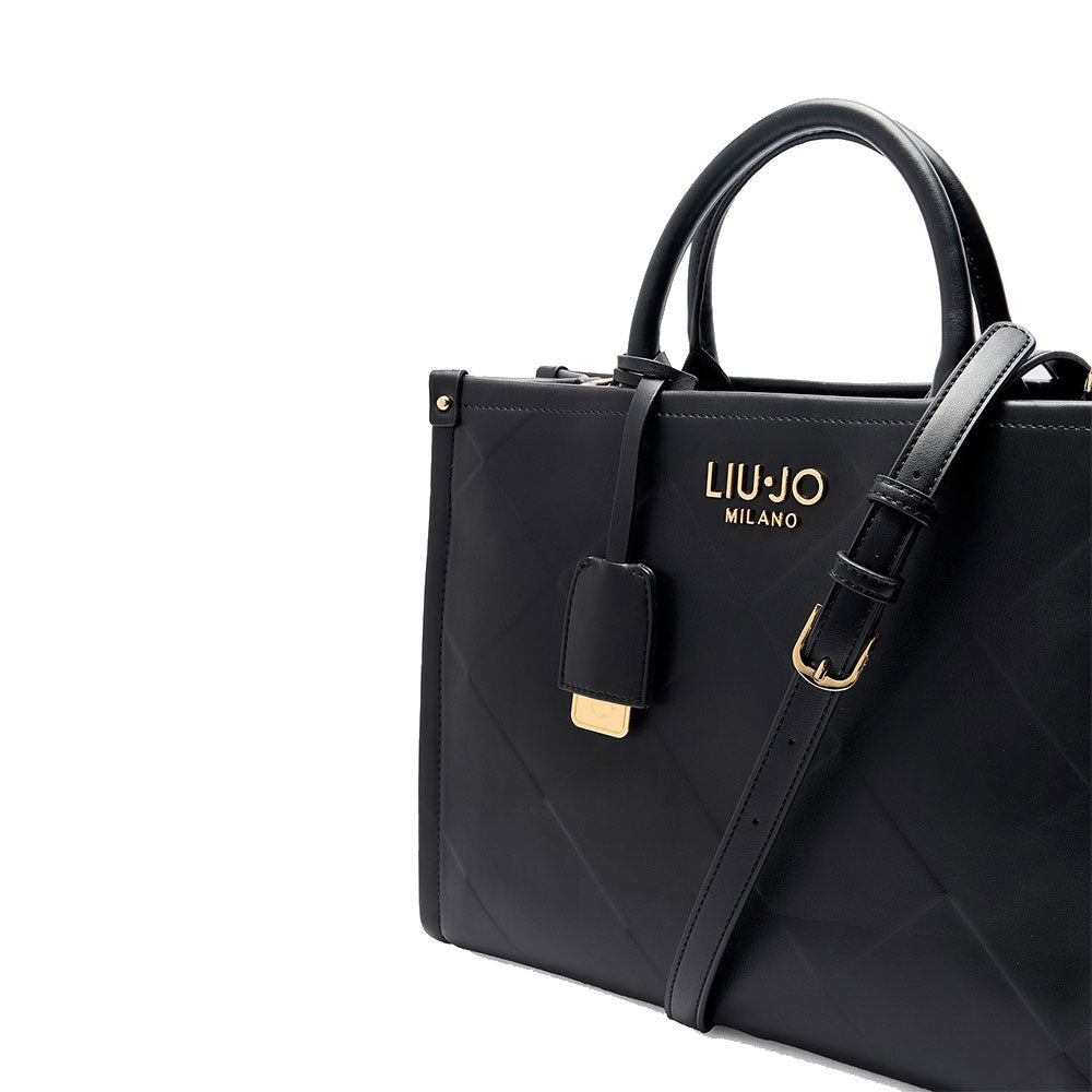 LIU JO Better 
Damen Handtasche groß mit Rautenmuster schwarz
