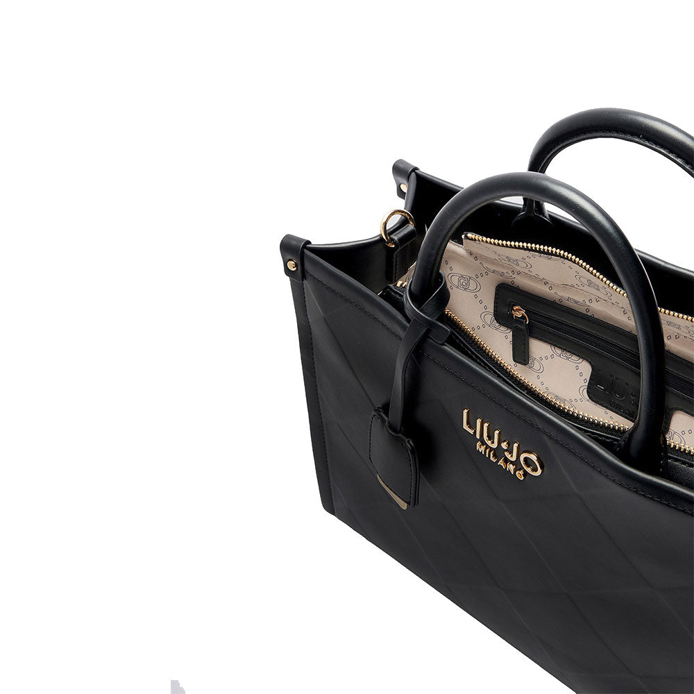 LIU JO Better 
Damen Handtasche groß mit Rautenmuster schwarz