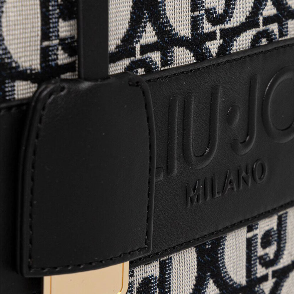 LIU JO Better Damen Handtasche groß aus schwarzem Jacquardstoff