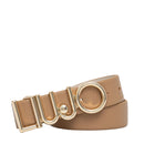 Damengürtel h 3 cm LIU JO Better Beige Trommeleffekt mit Logo-Schnalle