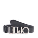 Cintura Donna h 3 cm LIU JO Better Effetto Bottalato Nera con Fibbia Logata