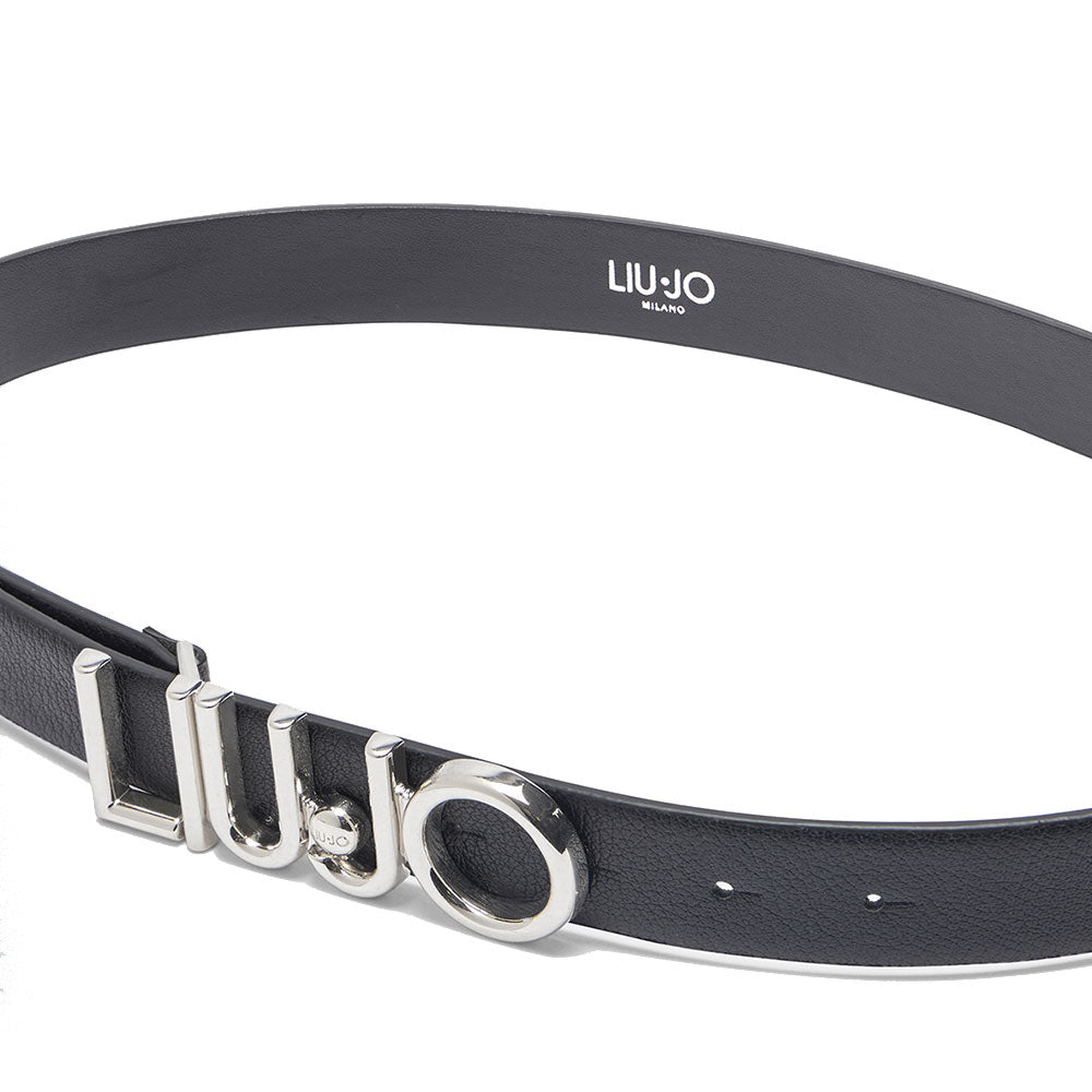 Cintura Donna h 3 cm LIU JO Better Effetto Bottalato Nera con Fibbia Logata
