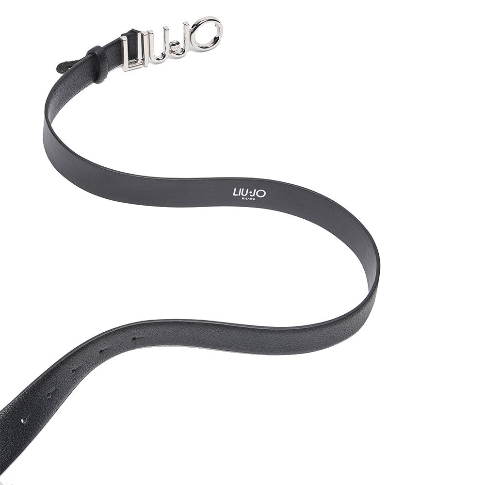 Cintura Donna h 3 cm LIU JO Better Effetto Bottalato Nera con Fibbia Logata