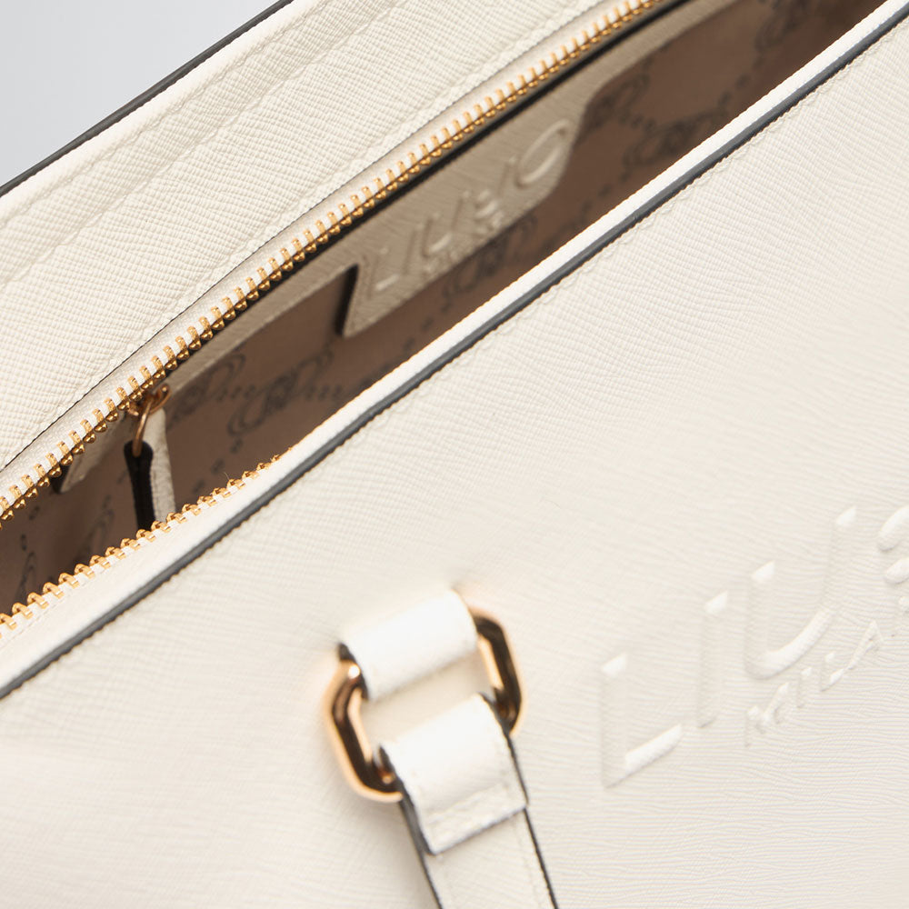 Shopping Bag Donna LIU JO con Logo in Rilievo Off White
