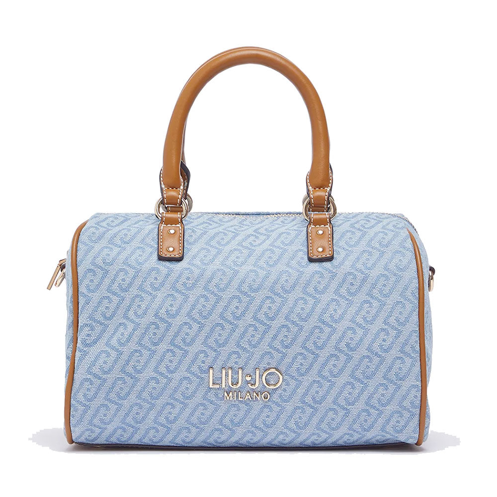 Bauletto Donna a Mano LIU JO in Tessuto Jacquard con Logo Monogram Dusty Blue