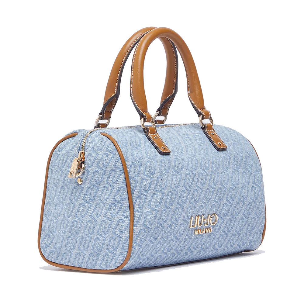 Bauletto Donna a Mano LIU JO in Tessuto Jacquard con Logo Monogram Dusty Blue
