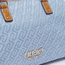Bauletto Donna a Mano LIU JO in Tessuto Jacquard con Logo Monogram Dusty Blue