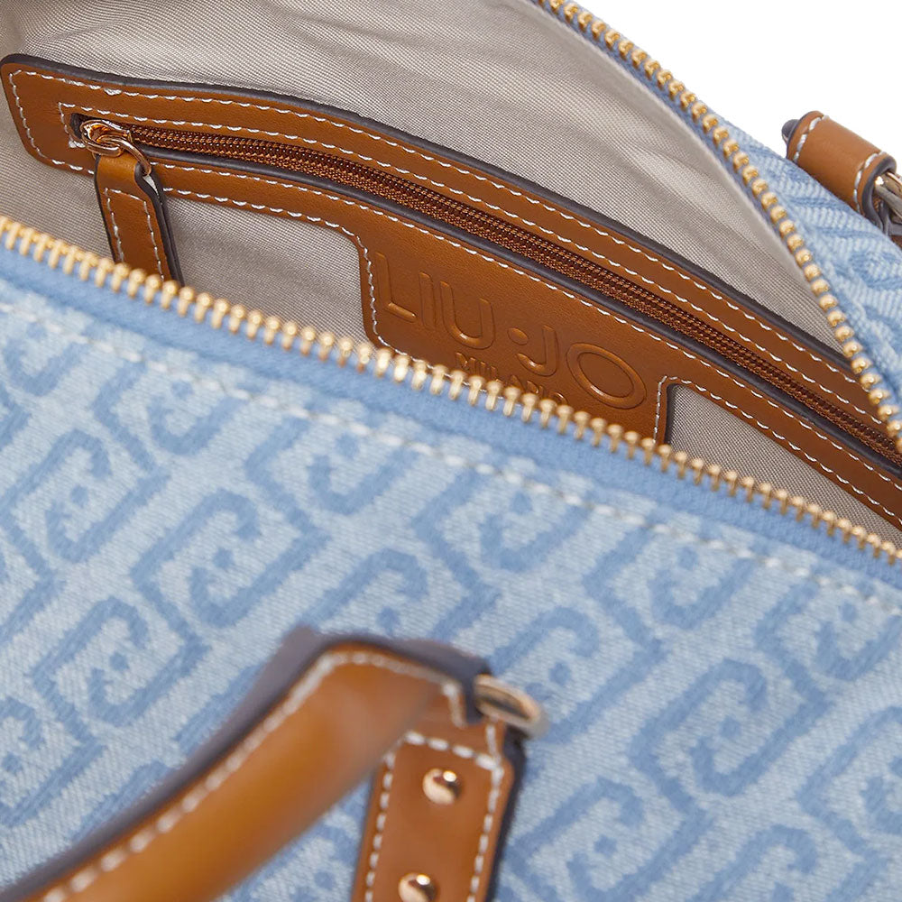 Bauletto Donna a Mano LIU JO in Tessuto Jacquard con Logo Monogram Dusty Blue