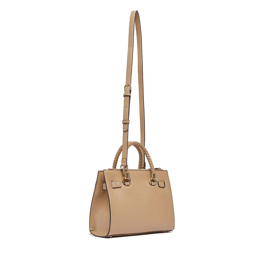 Borsa Donna a Mano LIU JO Better effetto Bottalato color Cammello con Charm
