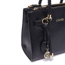 Borsa Donna a Mano LIU JO Better effetto Bottalato Nero con Charm