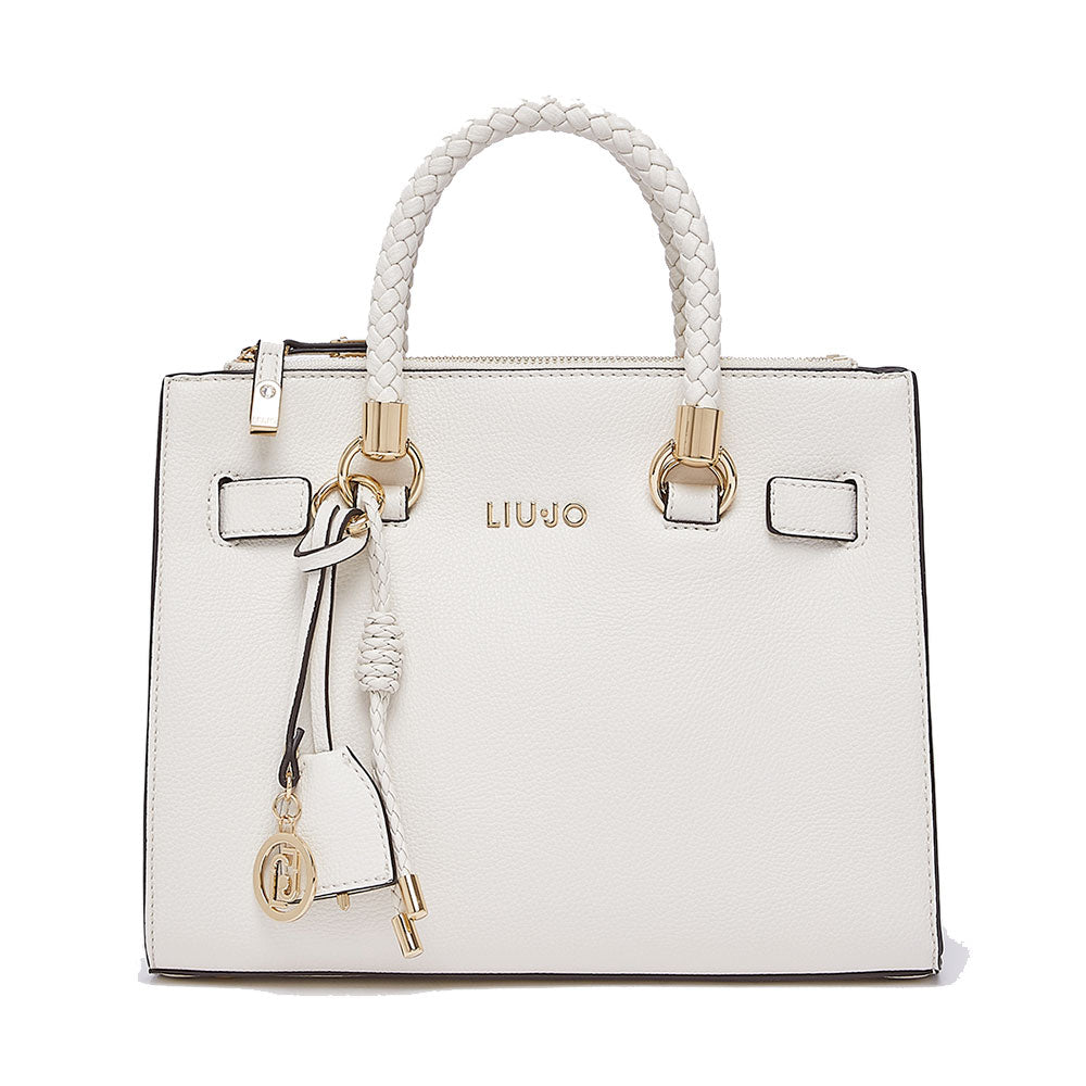 Borsa Donna a Mano LIU JO Better effetto Bottalato color Crema con Charm