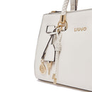 Borsa Donna a Mano LIU JO Better effetto Bottalato color Crema con Charm