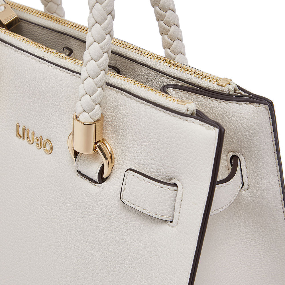 Borsa Donna a Mano LIU JO Better effetto Bottalato color Crema con Charm