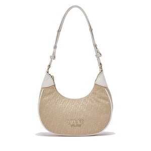 Kleine Damen-Beuteltasche LIU JO aus Jacquard-Stoff in Beige mit Logo All Over