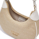 Hobo Bag Donna Small LIU JO in Tessuto Jacquard Beige con Logo All Over