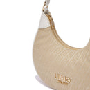 Hobo Bag Donna Small LIU JO in Tessuto Jacquard Beige con Logo All Over