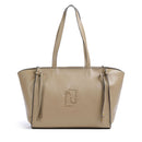 Tote Bag Large Donna LIU JO effetto Bottalato color Fango con Logo Ricamato