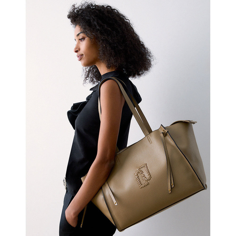 Tote Bag Large Donna LIU JO effetto Bottalato Marrone con Logo Ricamato