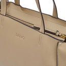 Tote Bag Large Donna LIU JO effetto Bottalato color Fango con Logo Ricamato