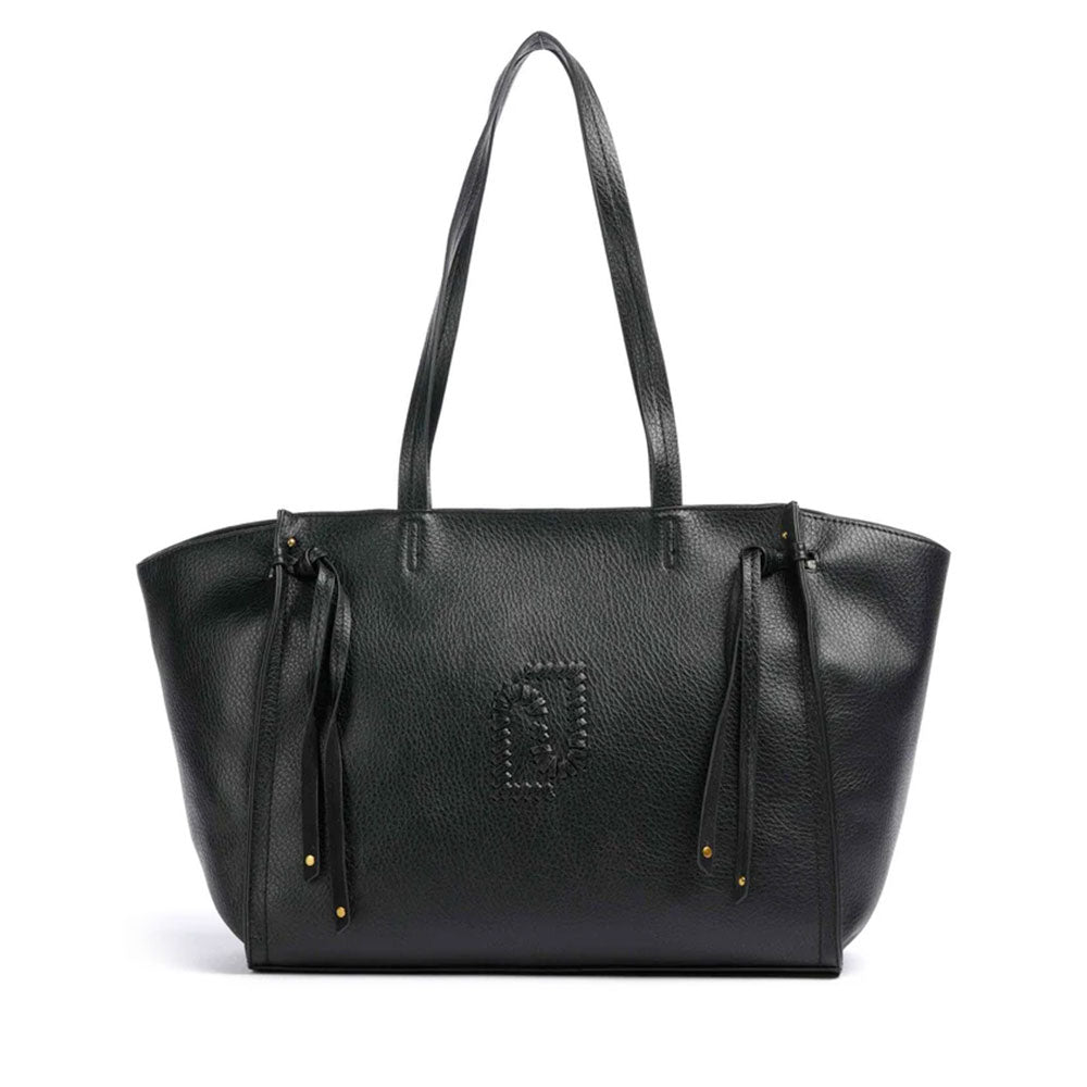 Tote Bag Large Donna LIU JO effetto Bottalato Nero con Logo Ricamato