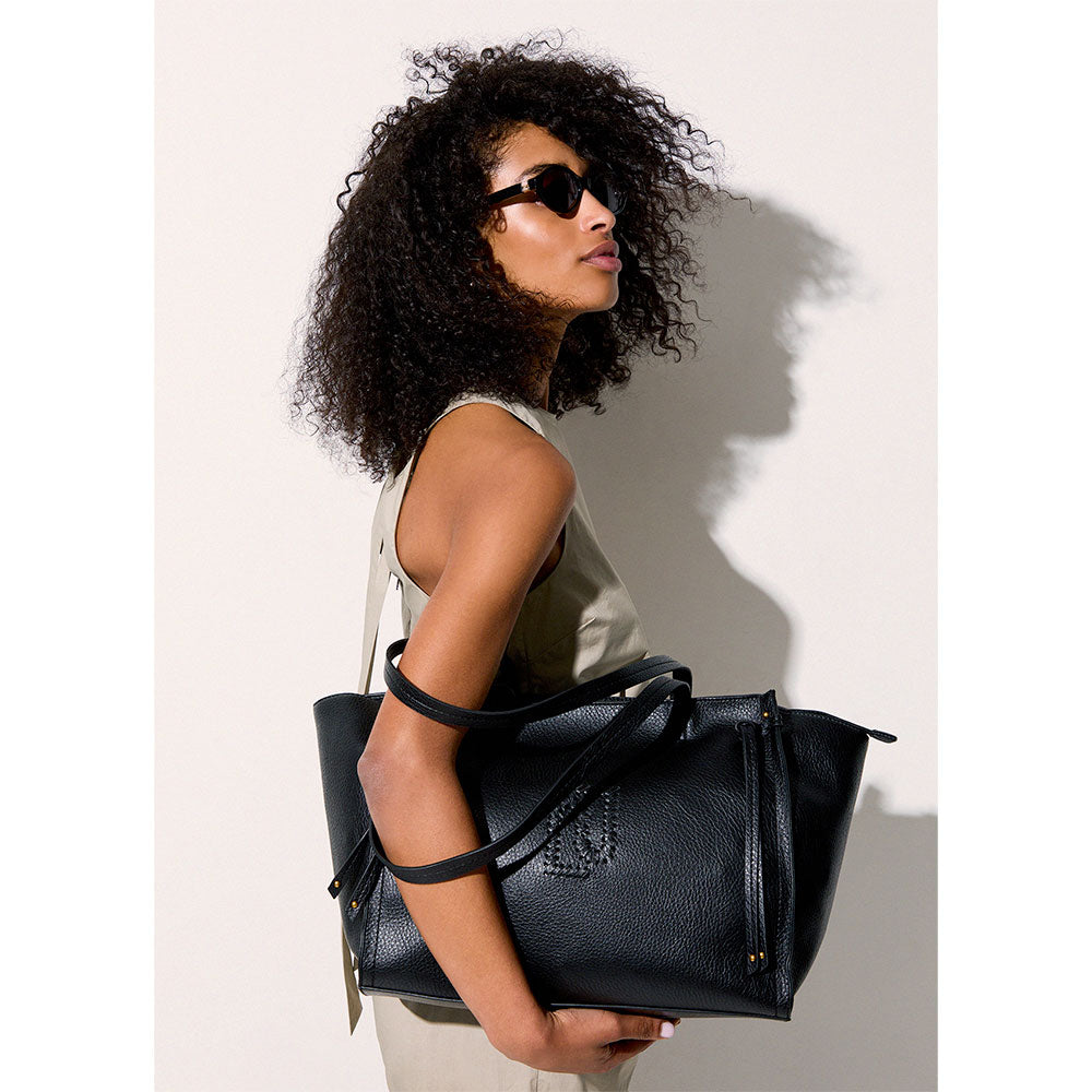 Tote Bag Large Donna LIU JO effetto Bottalato Nero con Logo Ricamato