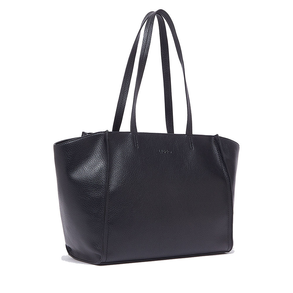 Tote Bag Large Donna LIU JO effetto Bottalato Nero con Logo Ricamato