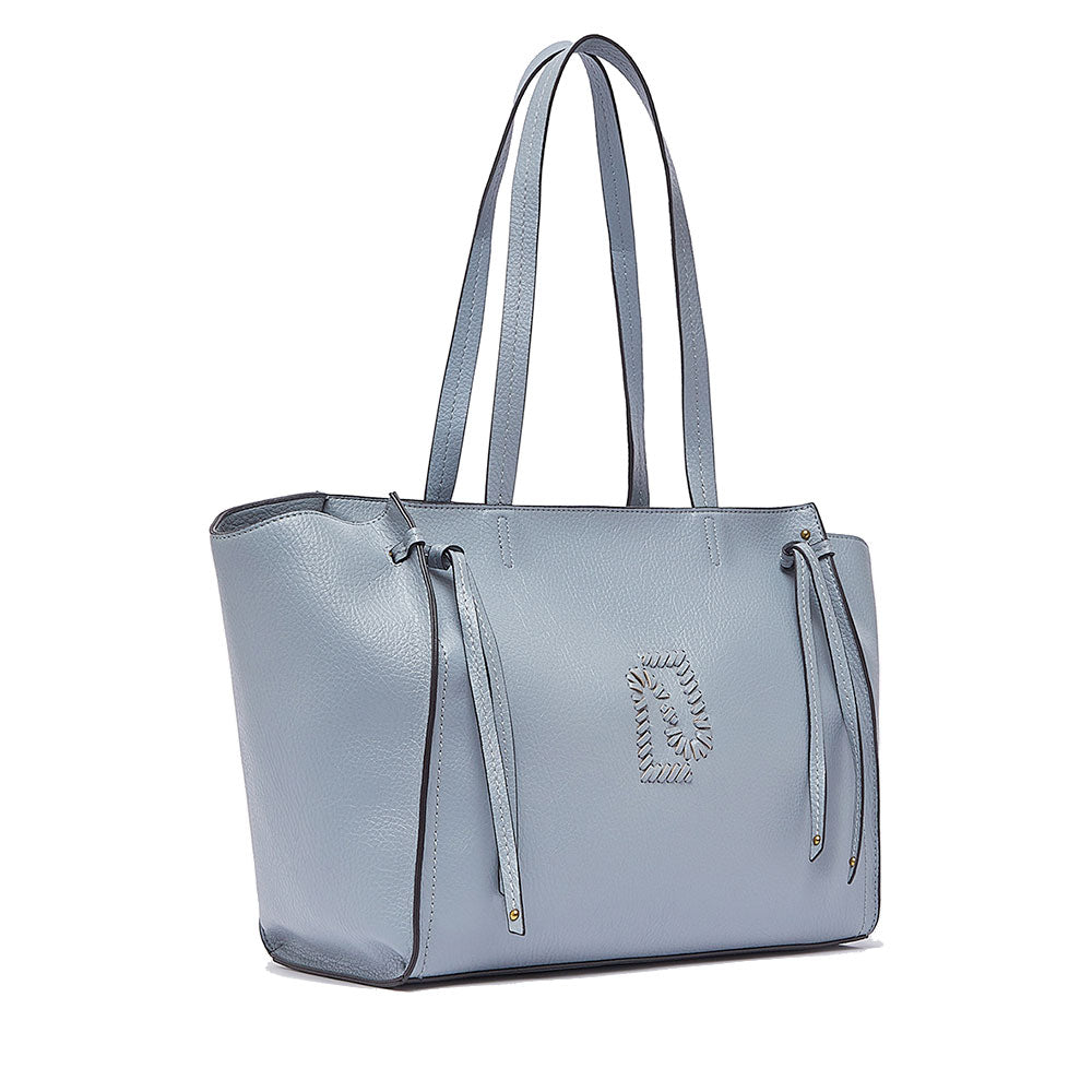 Tote Bag Large Donna LIU JO effetto Bottalato Azzurro con Logo Ricamato