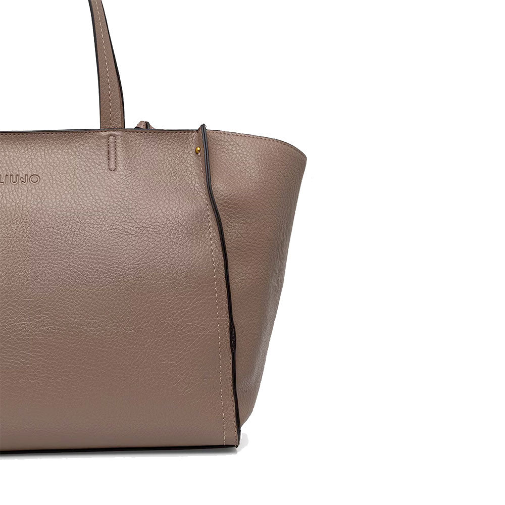Tote Bag Large Donna LIU JO effetto Bottalato Marrone con Logo Ricamato