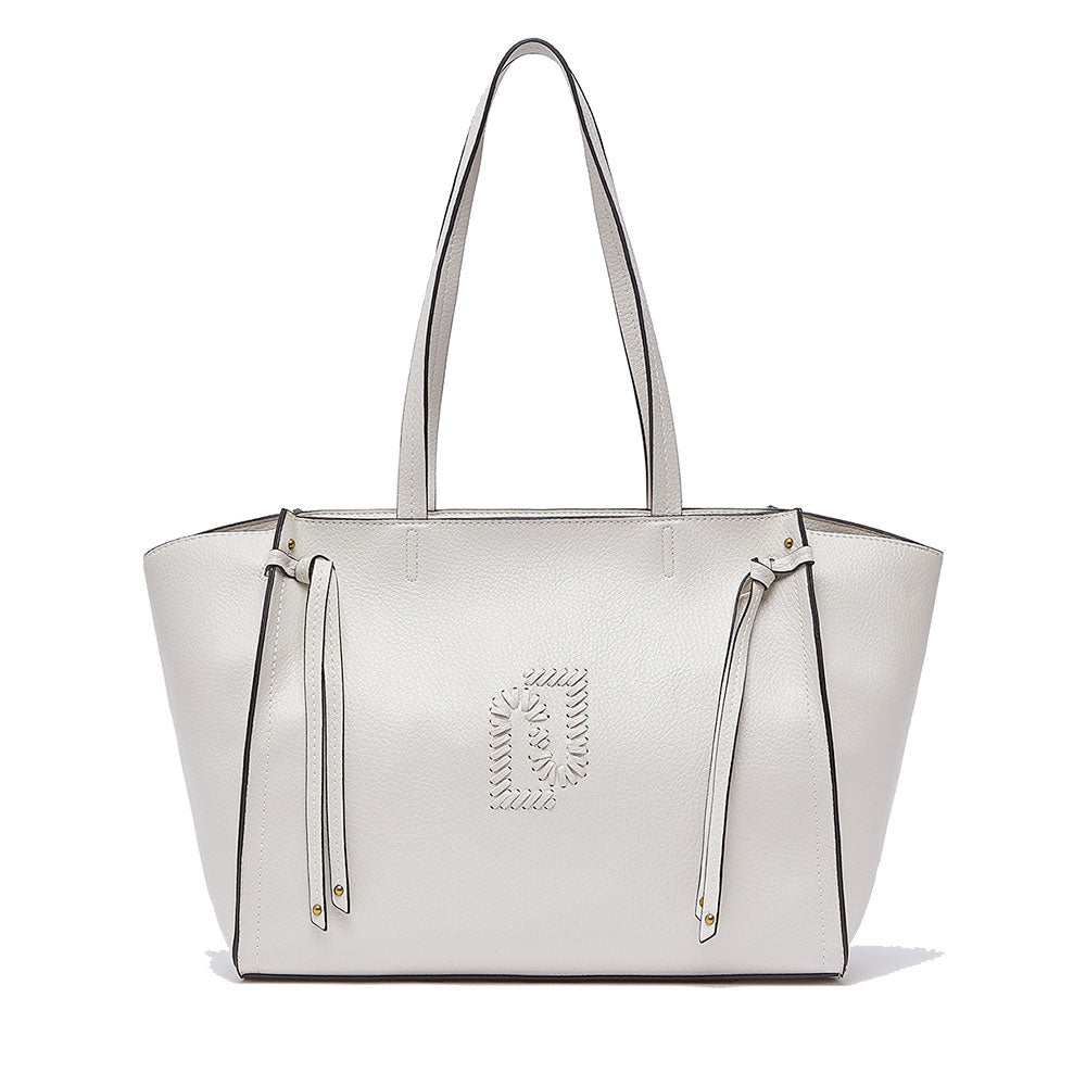 Tote Bag Large Donna LIU JO effetto Bottalato color Crema con Logo Ricamato