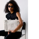 Tote Bag Large Donna LIU JO effetto Bottalato color Crema con Logo Ricamato