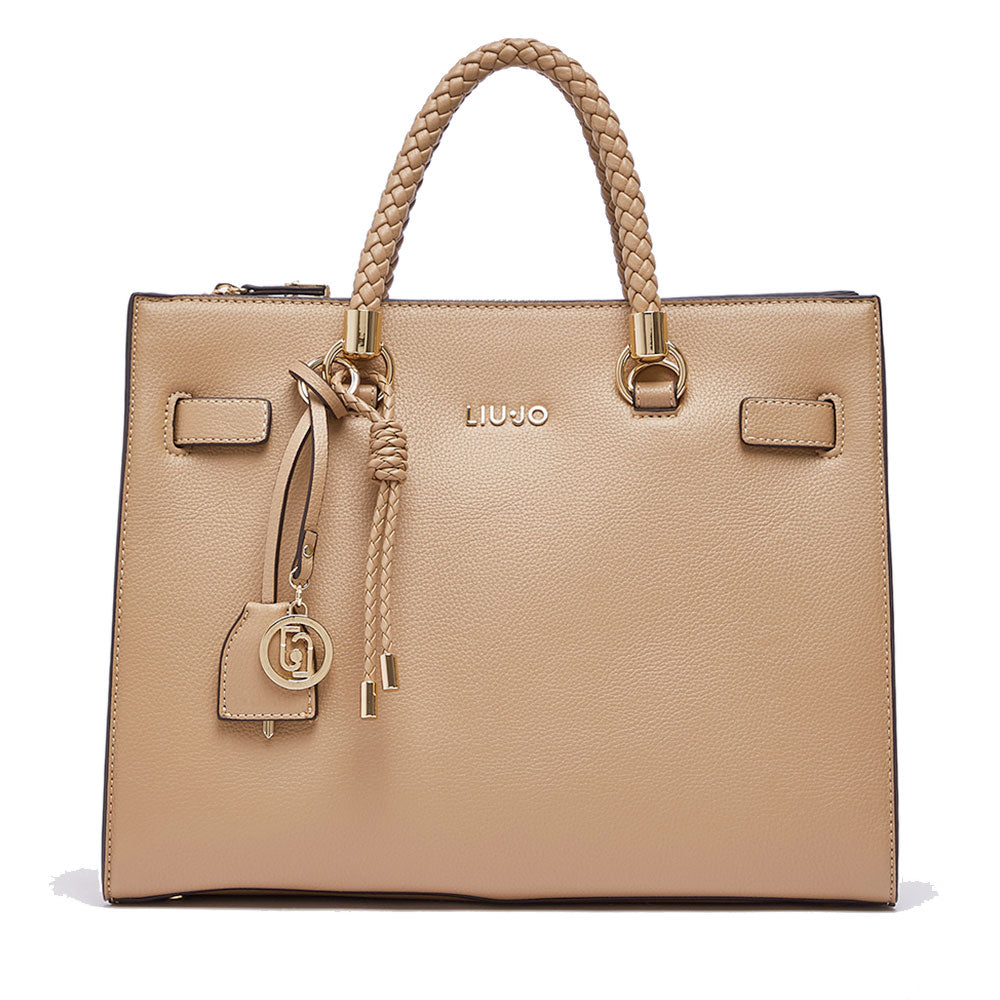 Borsa Donna a Mano Media LIU JO Better effetto Bottalato color Cammello con Charm
