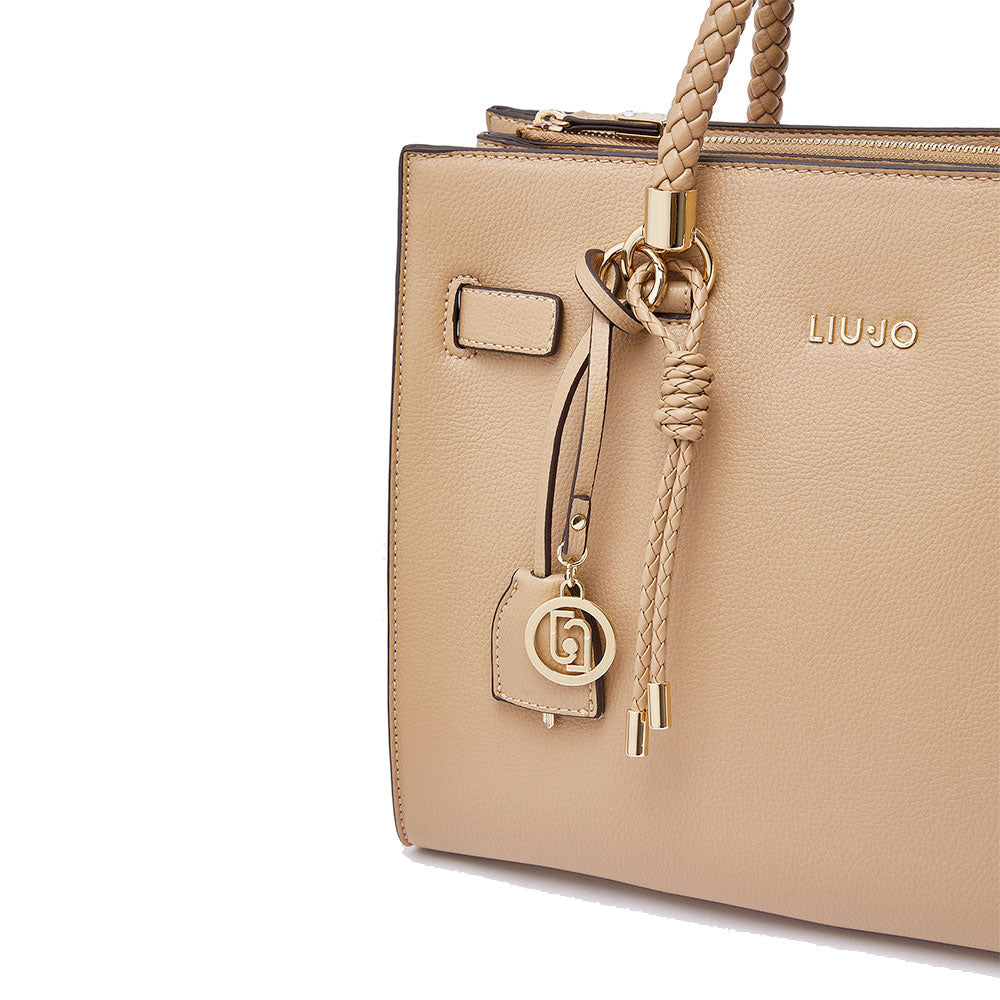 Borsa Donna a Mano Media LIU JO Better effetto Bottalato color Cammello con Charm