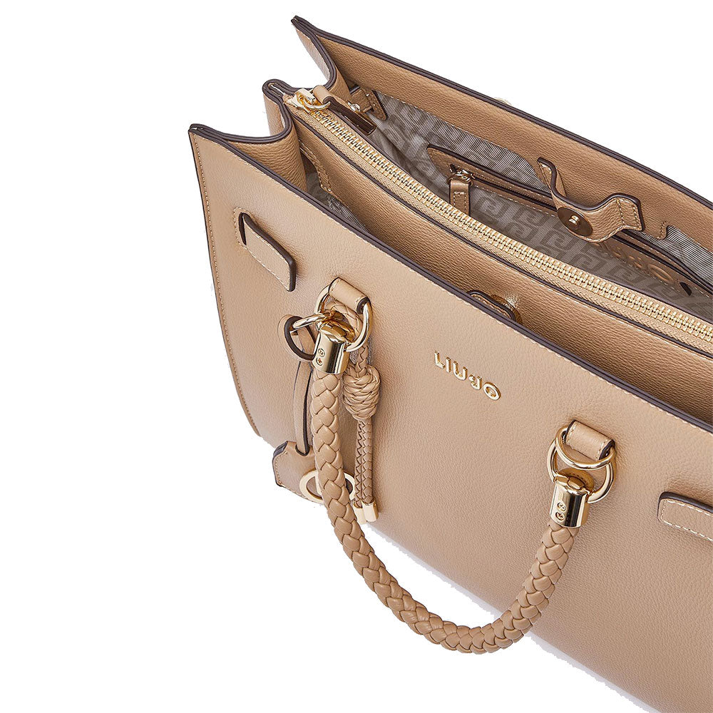 Borsa Donna a Mano Media LIU JO Better effetto Bottalato color Cammello con Charm