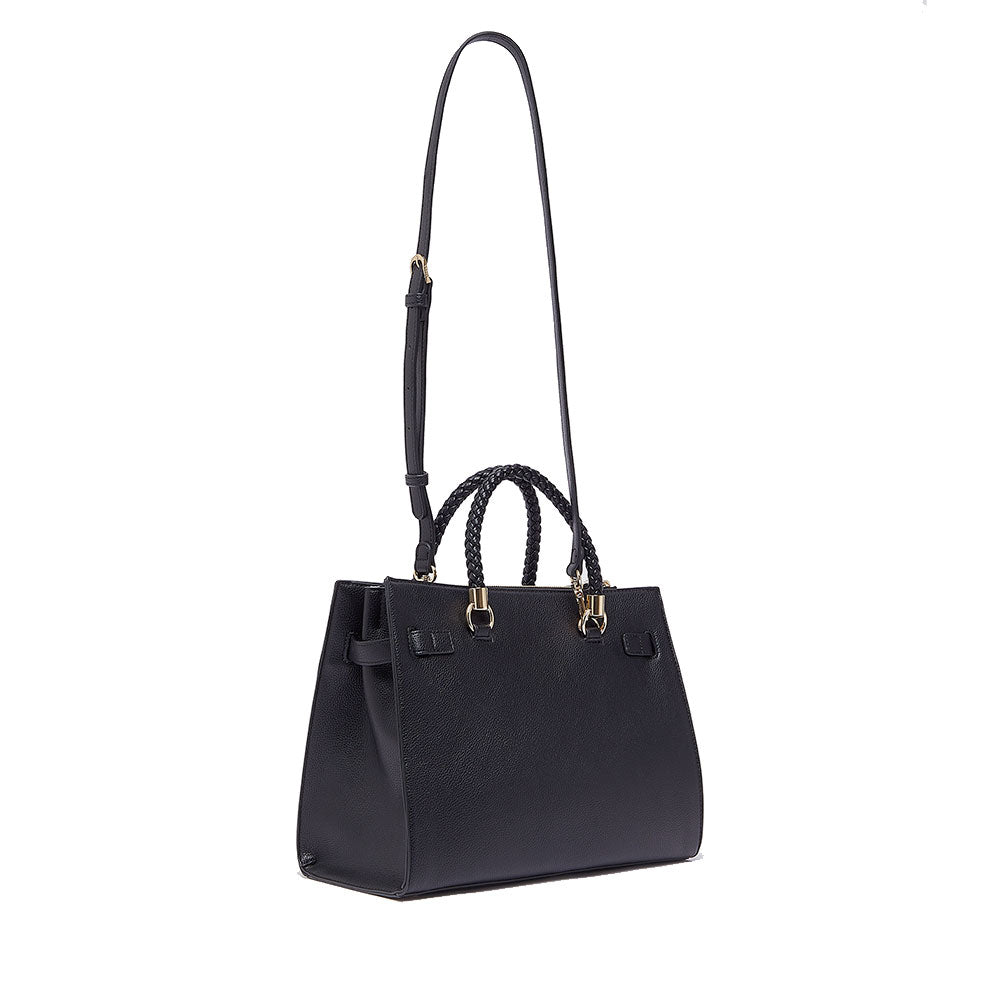 Borsa Donna a Mano Media LIU JO Better effetto Bottalato Nero con Charm