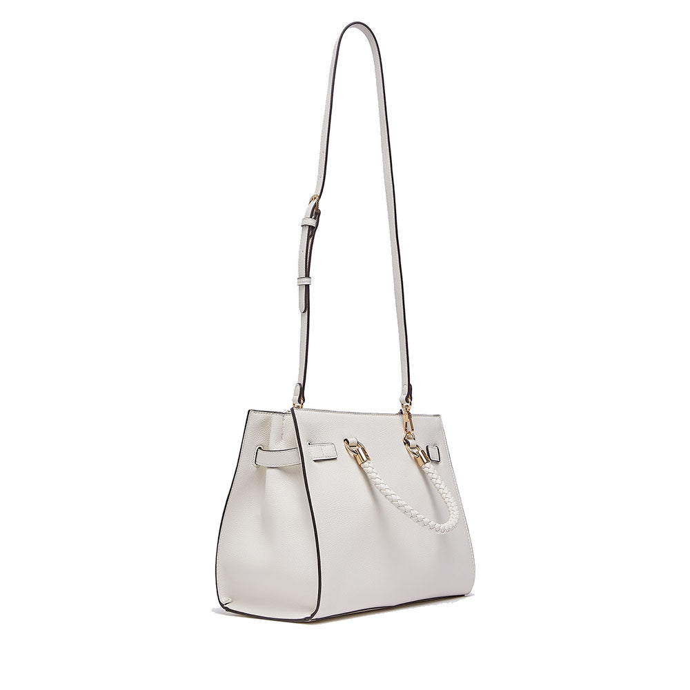 Borsa Donna a Mano Media LIU JO Better effetto Bottalato color Crema con Charm