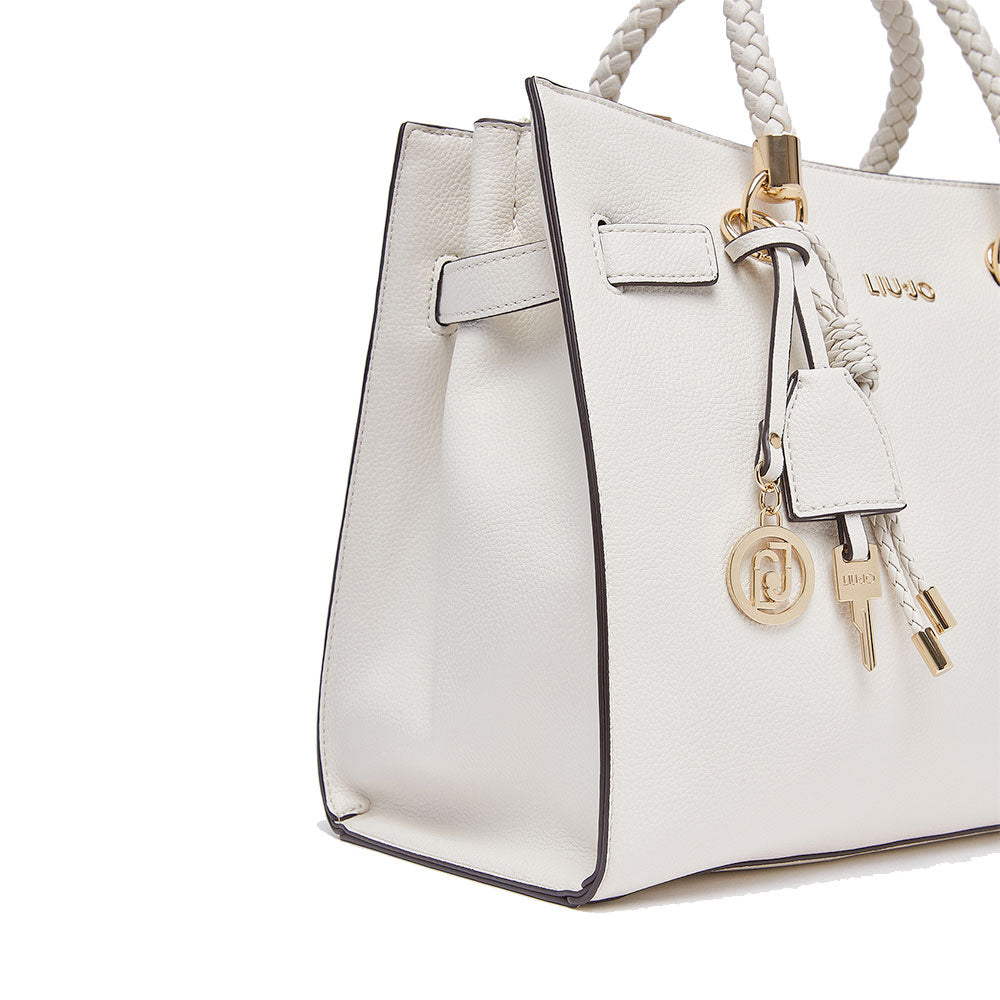 Borsa Donna a Mano Media LIU JO Better effetto Bottalato color Crema con Charm