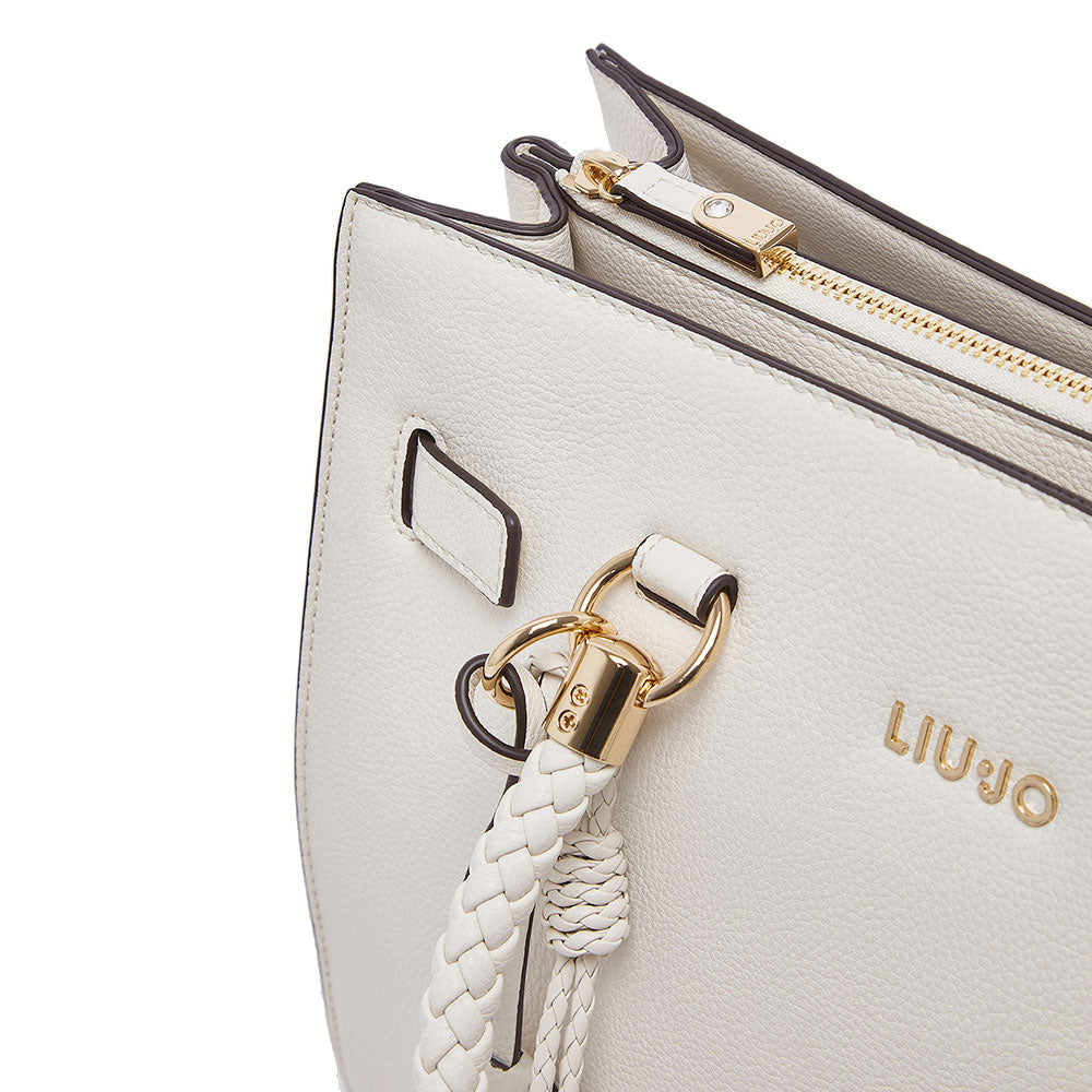 Borsa Donna a Mano Media LIU JO Better effetto Bottalato color Crema con Charm