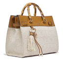 Borsa Donna a Mano Media LIU JO in Juta Beige con Charms