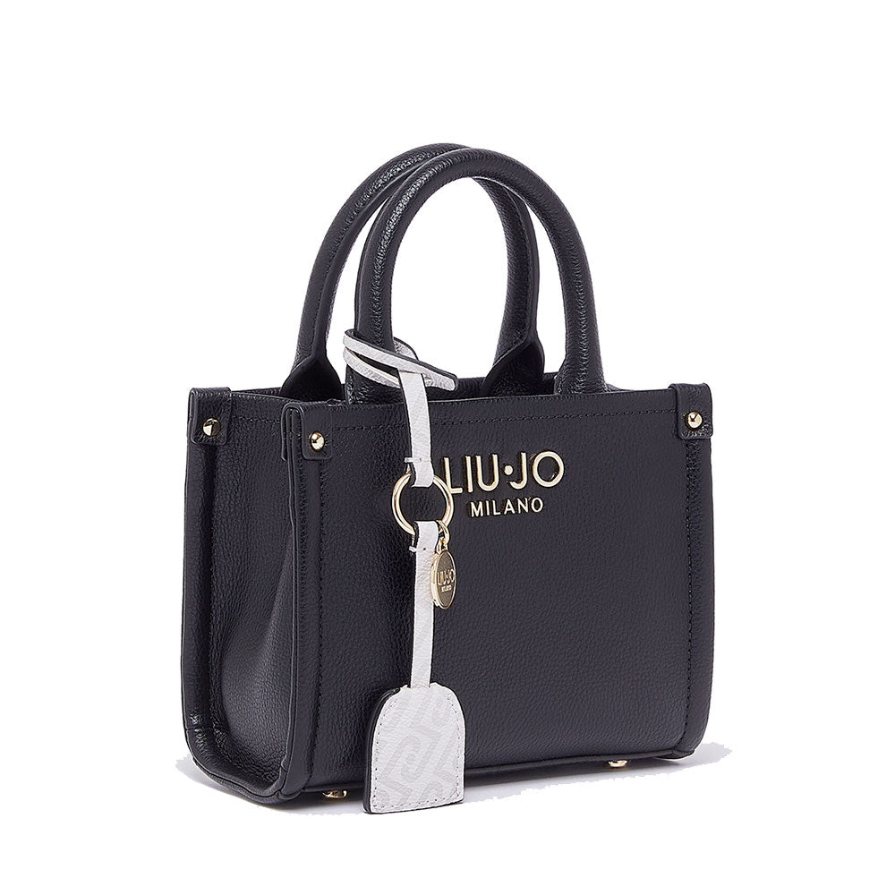 Borsa Donna a Mano Mini LIU JO Better stampa Bottalata Nera con Charm