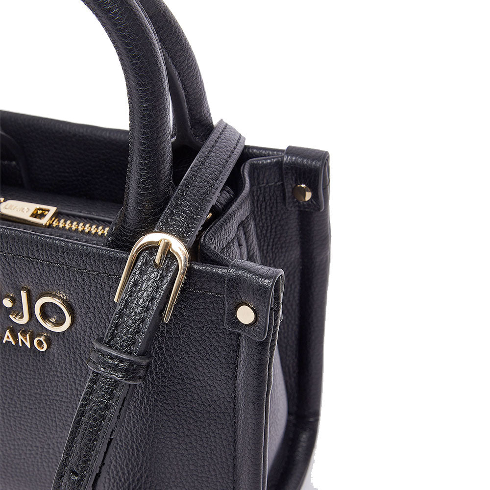 Borsa Donna a Mano Mini LIU JO Better stampa Bottalata Nera con Charm