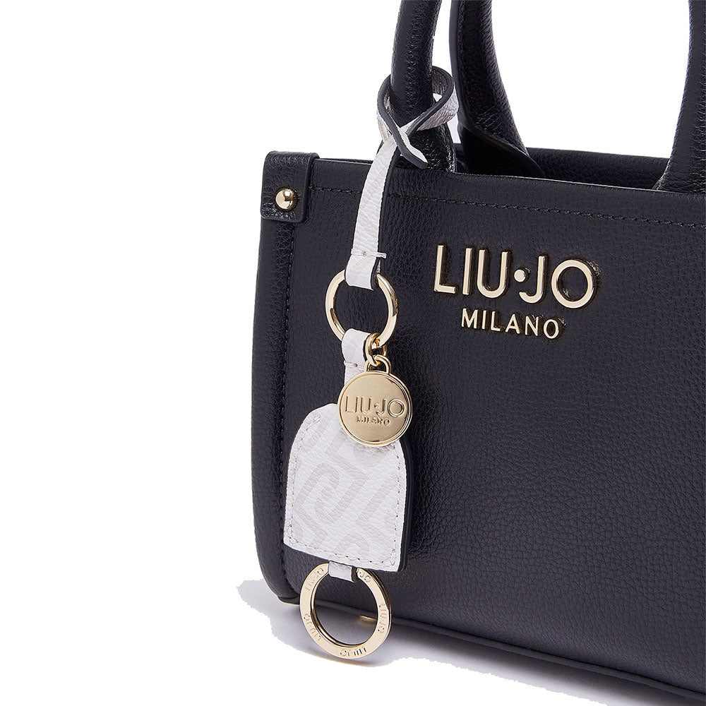 Borsa Donna a Mano Mini LIU JO Better stampa Bottalata Nera con Charm