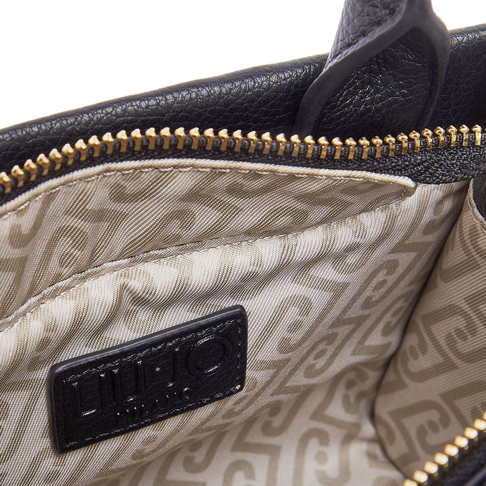Borsa Donna a Mano Mini LIU JO Better stampa Bottalata Nera con Charm