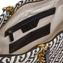 Shopping Bag Large Donna LIU JO in Tessuto Jacquard Bianco e Nero con Logo Monogram