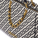 Shopping Bag Large Donna LIU JO in Tessuto Jacquard Bianco e Nero con Logo Monogram