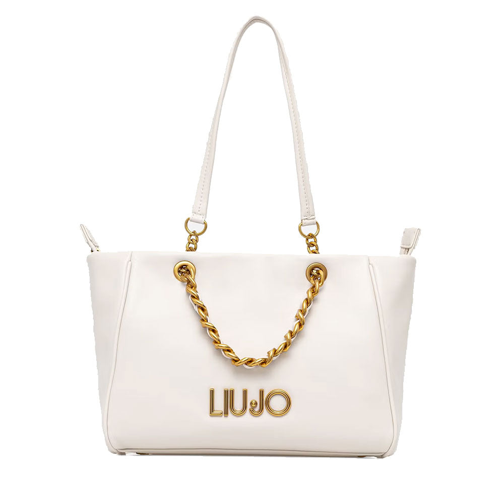 Shopping Bag Media Donna LIU JO color Crema con Catena Decorativa