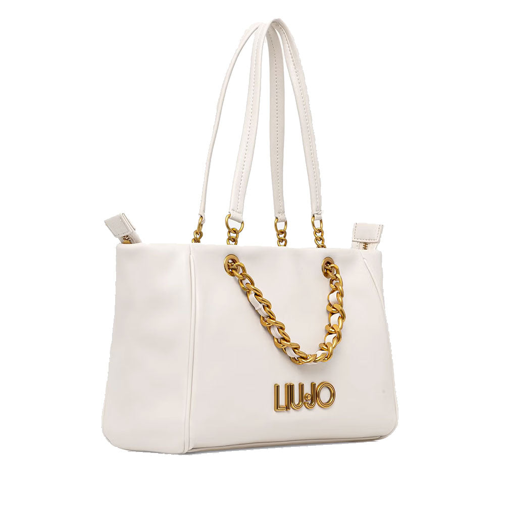 Women's Medium Cream Tote Bag LIU JO with Decorative Chain