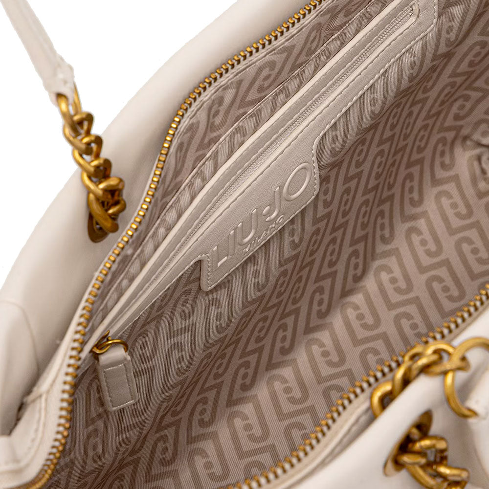 Women's Medium Cream Tote Bag LIU JO with Decorative Chain