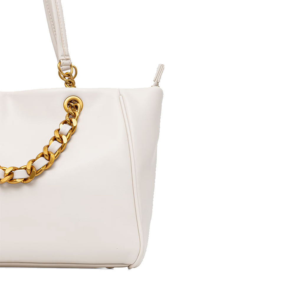 Women's Medium Cream Tote Bag LIU JO with Decorative Chain